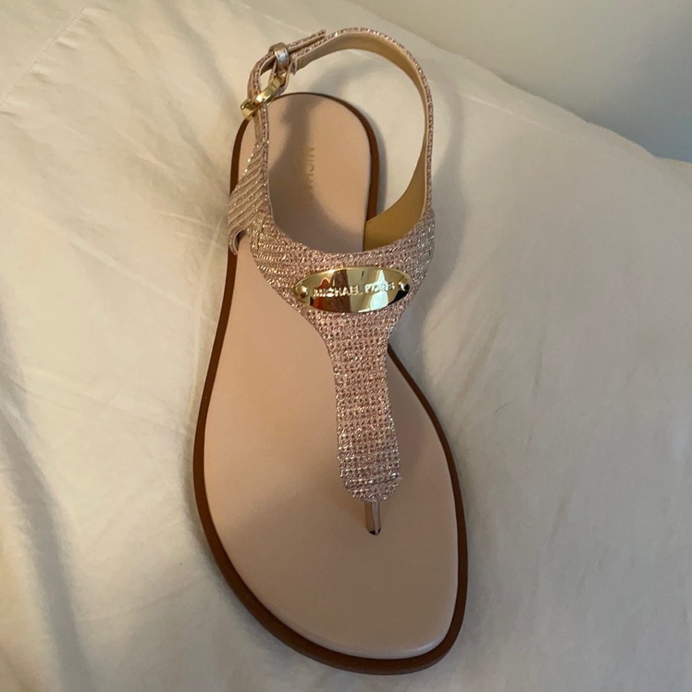 COPY - Rose gold shimmer Michael Kors buckle sandals